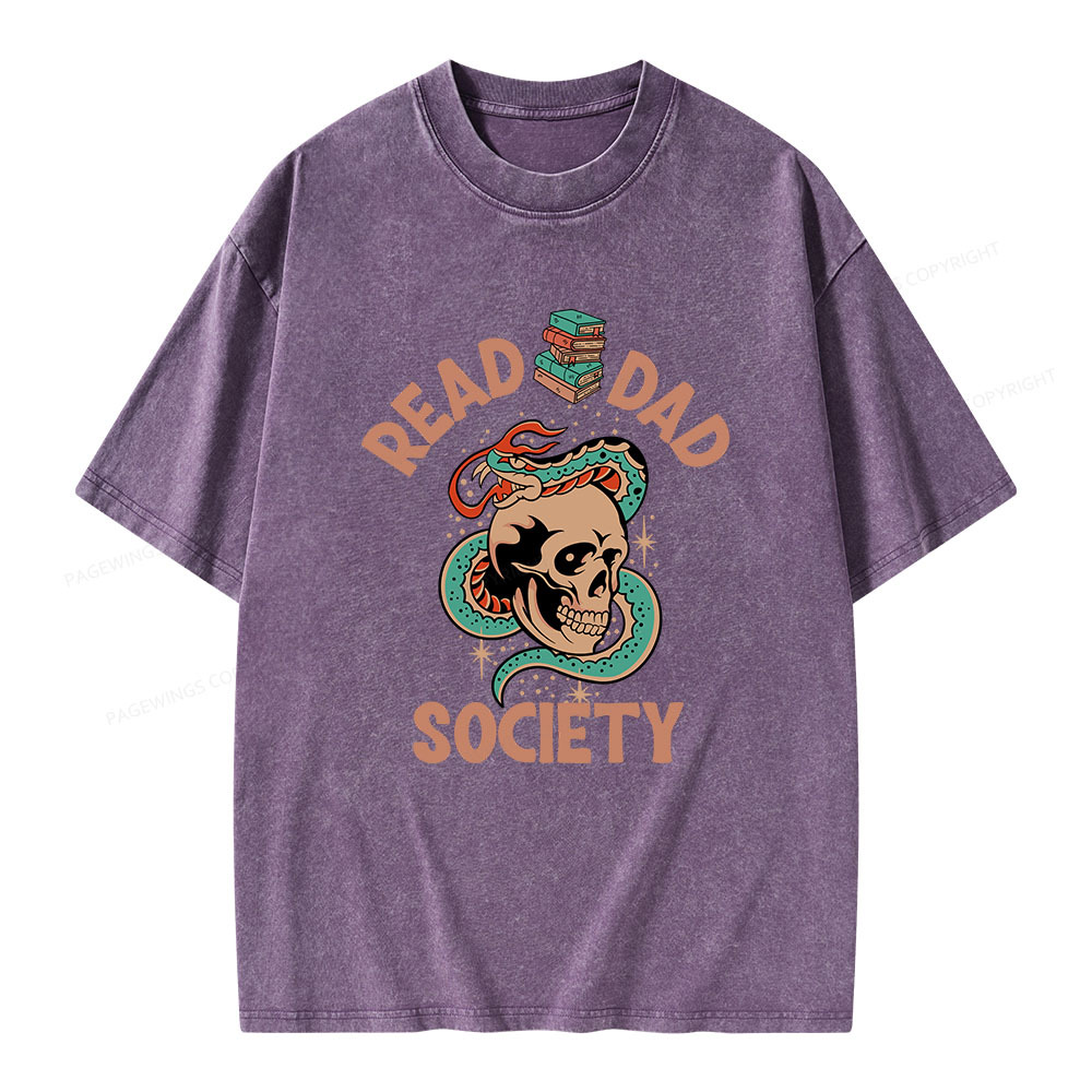 Pagewings Read Dad Society Unisex Washed T-shirt