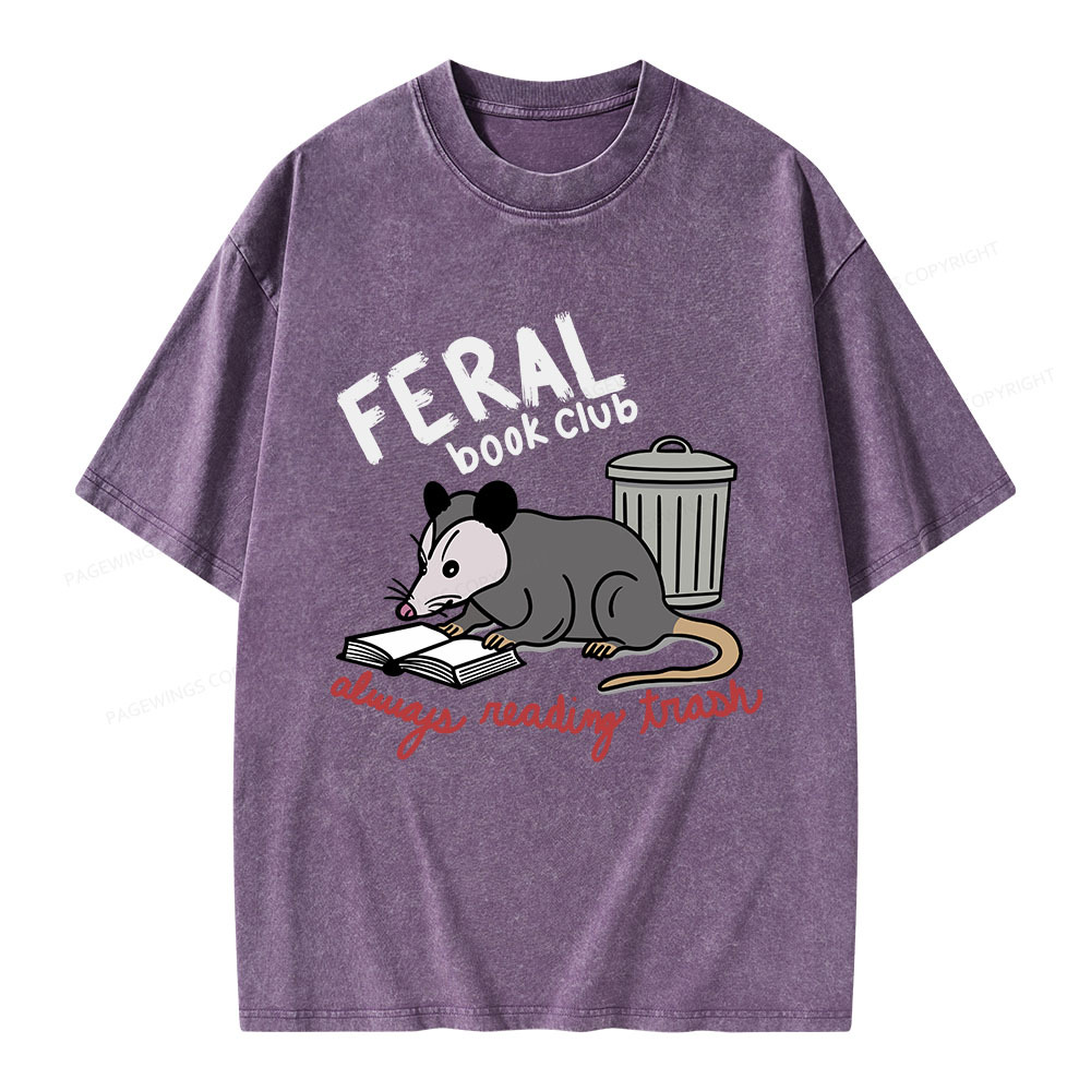 Pagewings Feral Book Club Unisex Washed T-shirt