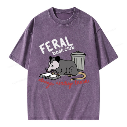 Pagewings Feral Book Club Unisex Washed T-shirt