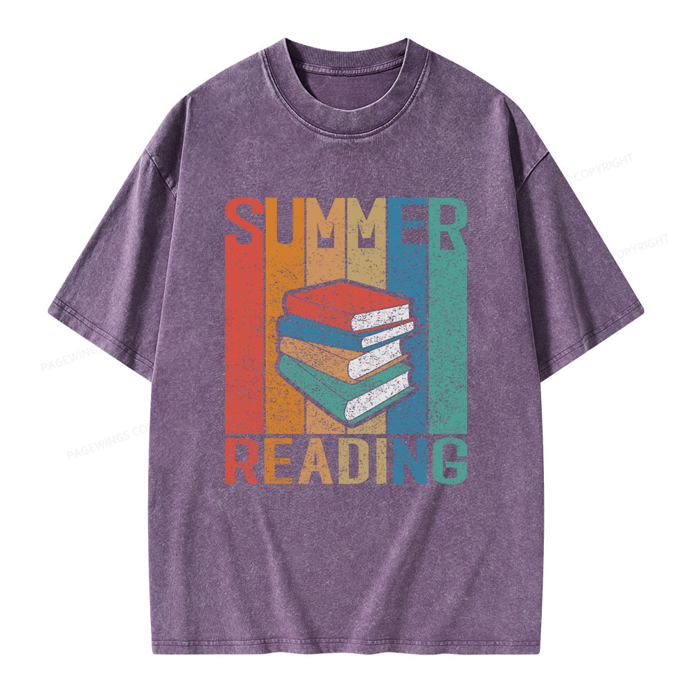 Pagewings Summer Reading Unisex Washed T-shirt