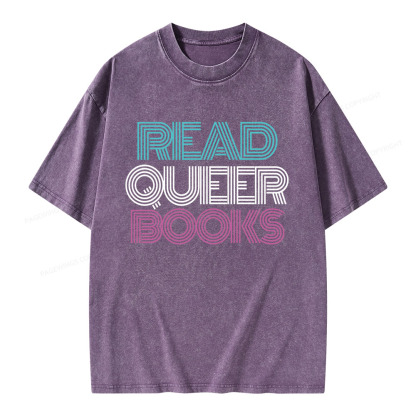 Pagewings Read Queer Books Unisex Washed T-shirt