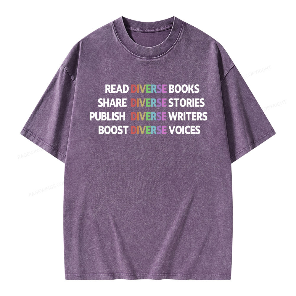 Pagewings Read Diverse Books Unisex Washed T-shirt