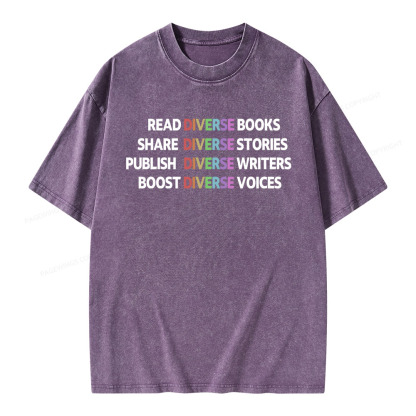 Pagewings Read Diverse Books Unisex Washed T-shirt