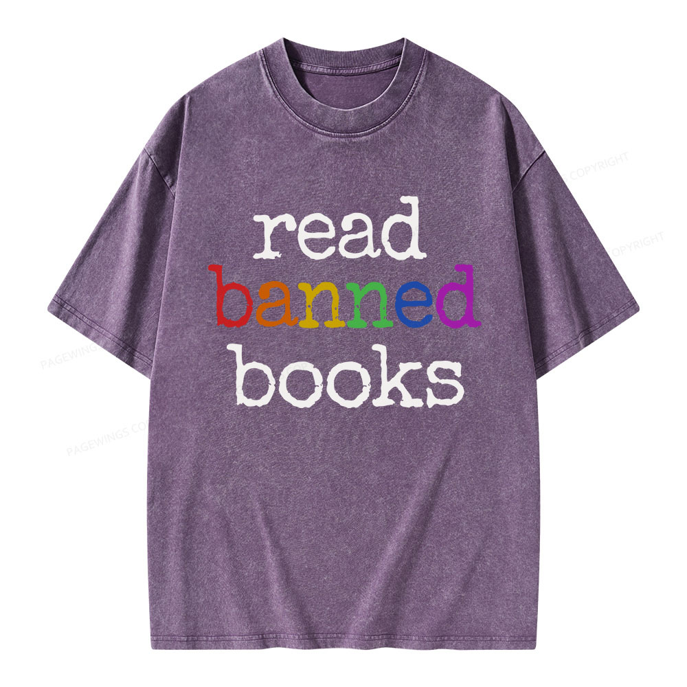 Pagewings Read Banned Books Unisex Washed T-shirt
