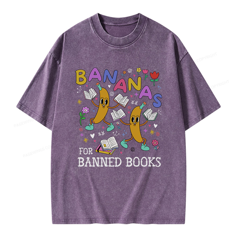 Pagewings Read Banned Books Unisex Washed T-shirt
