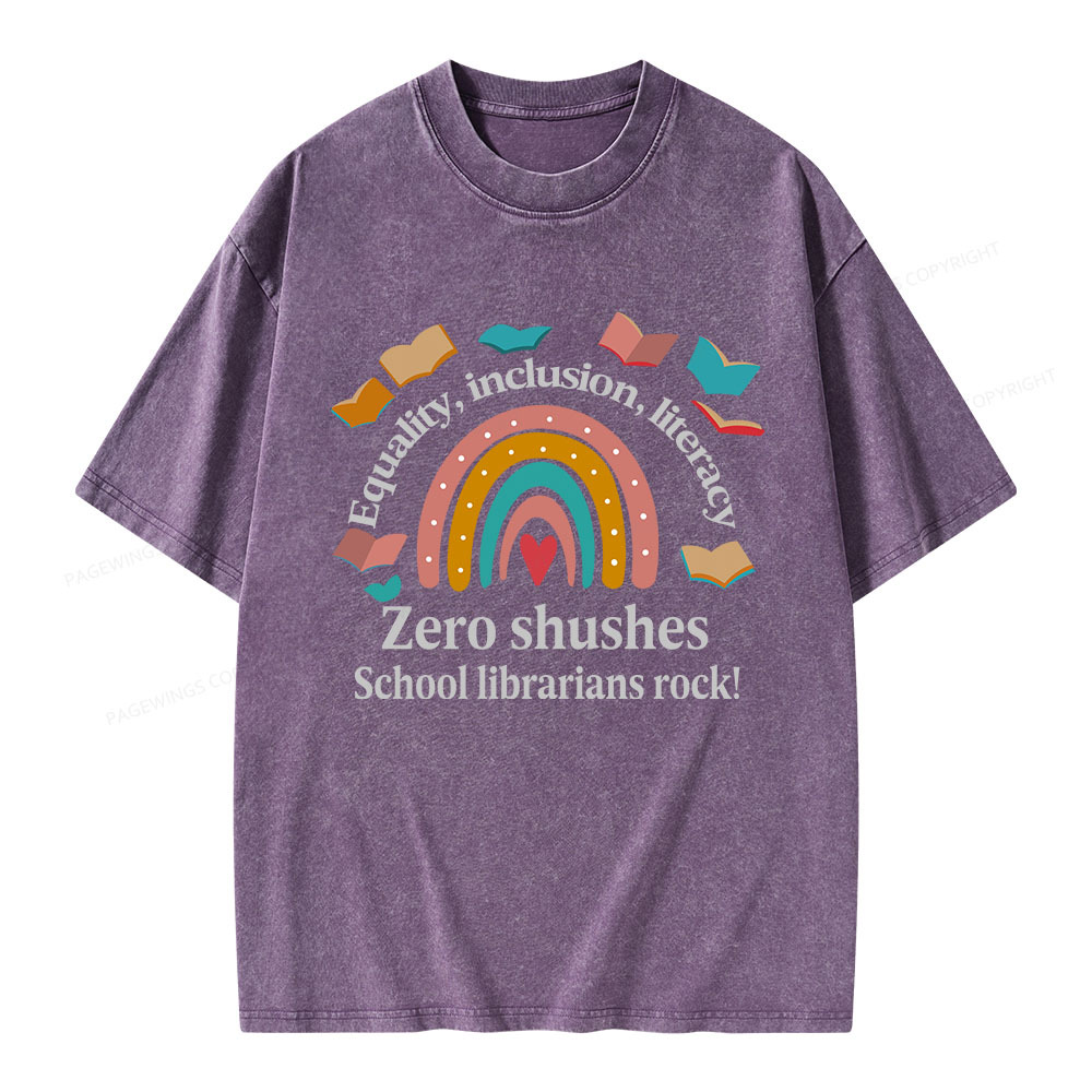 Pagewings Equality Inclusion Literacy Unisex Washed T-shirt