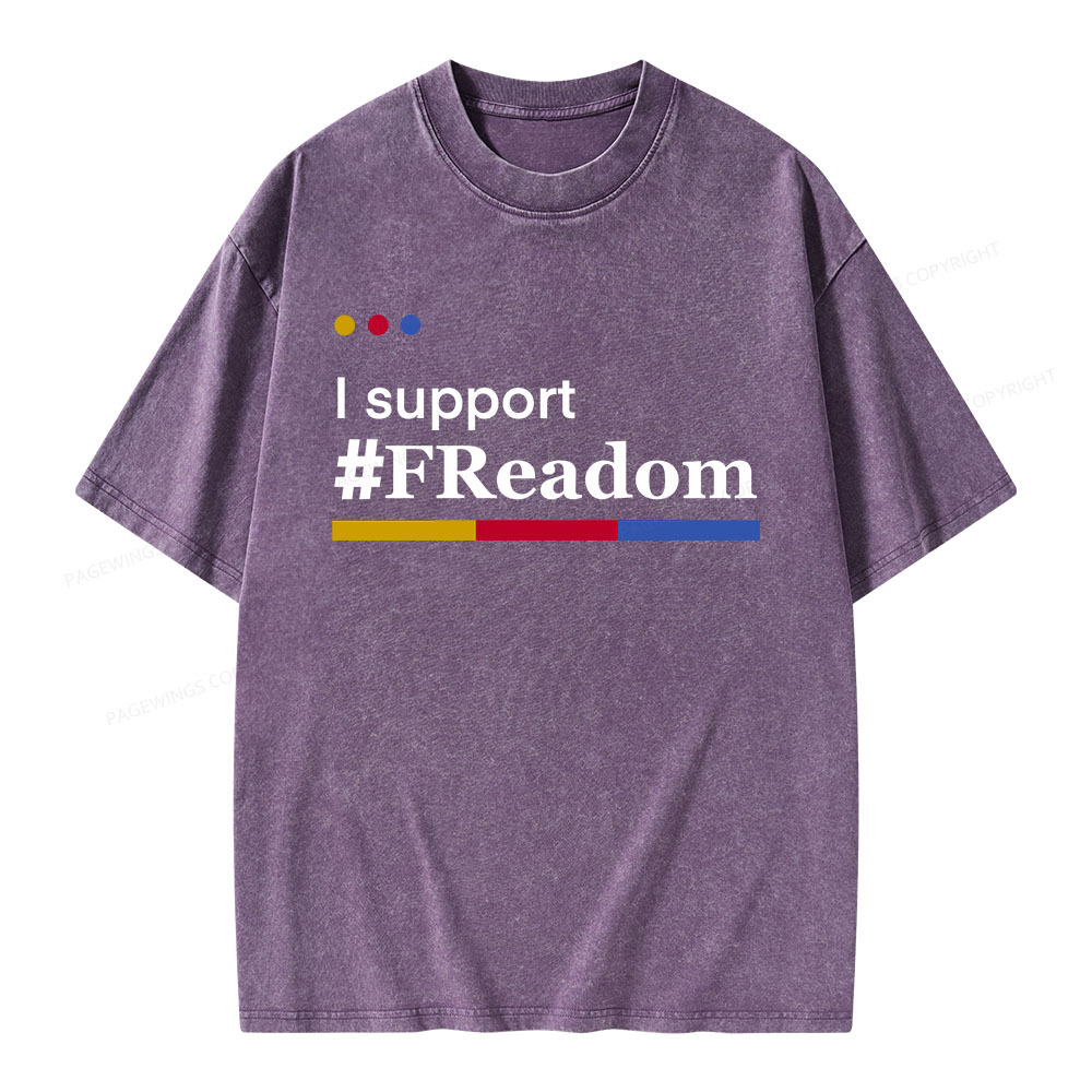 Pagewings I Support FReadom Unisex Washed T-shirt
