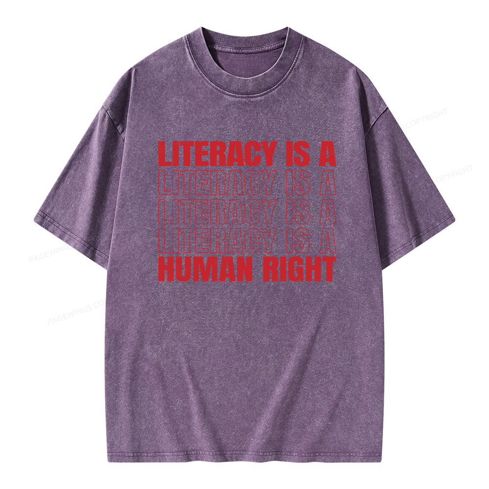 Pagewings Literacy Is A Human Right Unisex Washed T-shirt