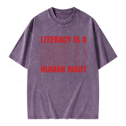 Pagewings Literacy Is A Human Right Unisex Washed T-shirt