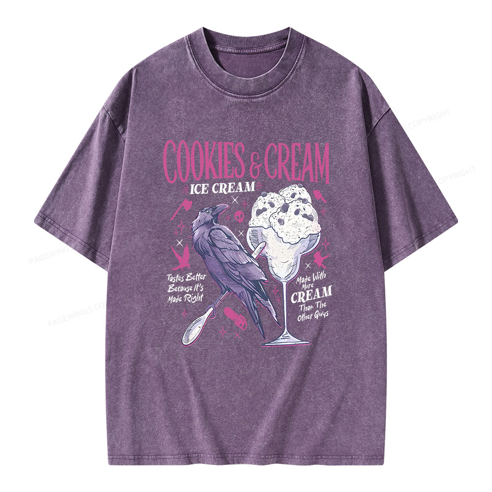Pagewings Cookies Cream Ice Cream Unisex Washed T-shirt