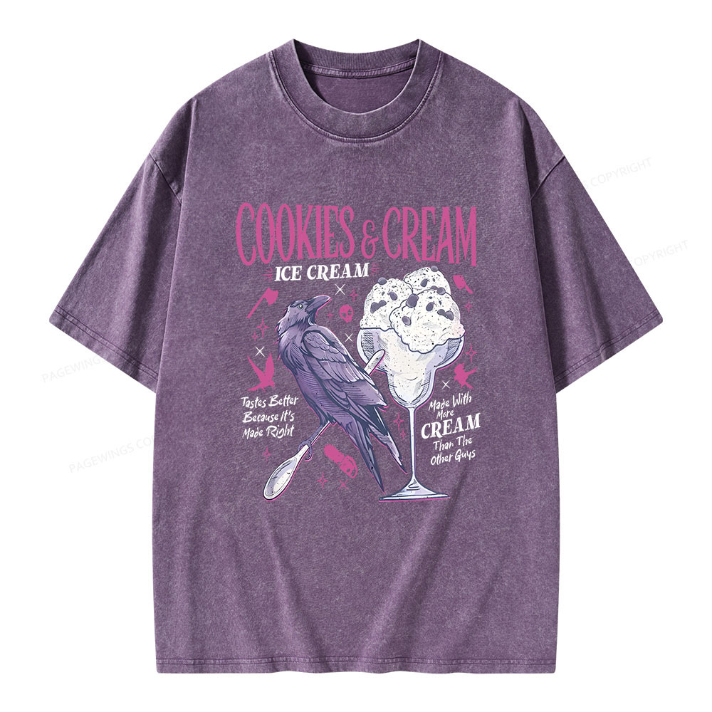 Pagewings Cookies Cream Ice Cream Unisex Washed T-shirt