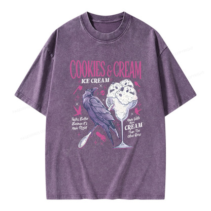 Pagewings Cookies Cream Ice Cream Unisex Washed T-shirt