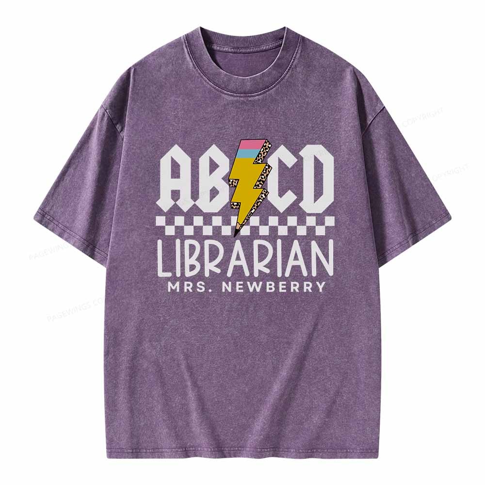 Pagewings Personalized Librarian Shirt TShirts Gift for School Library Sciences Unisex Washed T-shirt