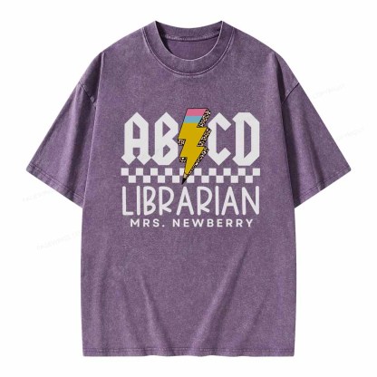 Pagewings Personalized Librarian Shirt TShirts Gift for School Library Sciences Unisex Washed T-shirt