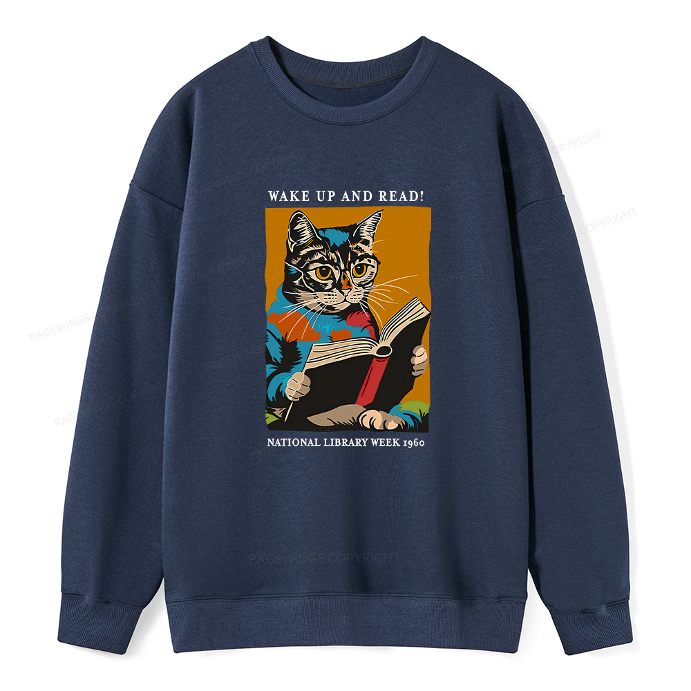 Pagewings Cat Reading Poster Unisex Classic Sweatshirt