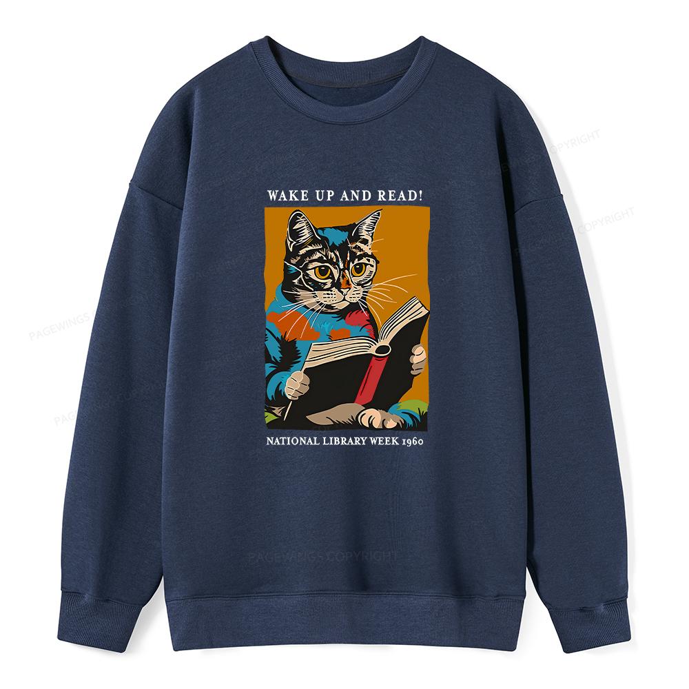 Pagewings Cat Reading Poster Unisex Classic Sweatshirt