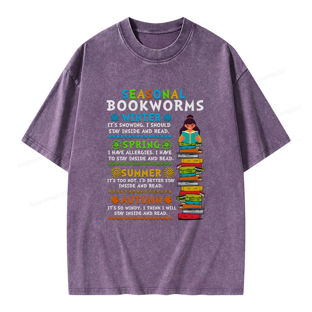 Pagewings Seasonal BookWorms Unisex Washed T-shirt