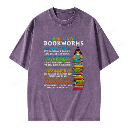 Pagewings Seasonal BookWorms Unisex Washed T-shirt