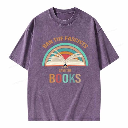 Pagewings Ban The Fascists Save The Books Unisex Washed T-shirt