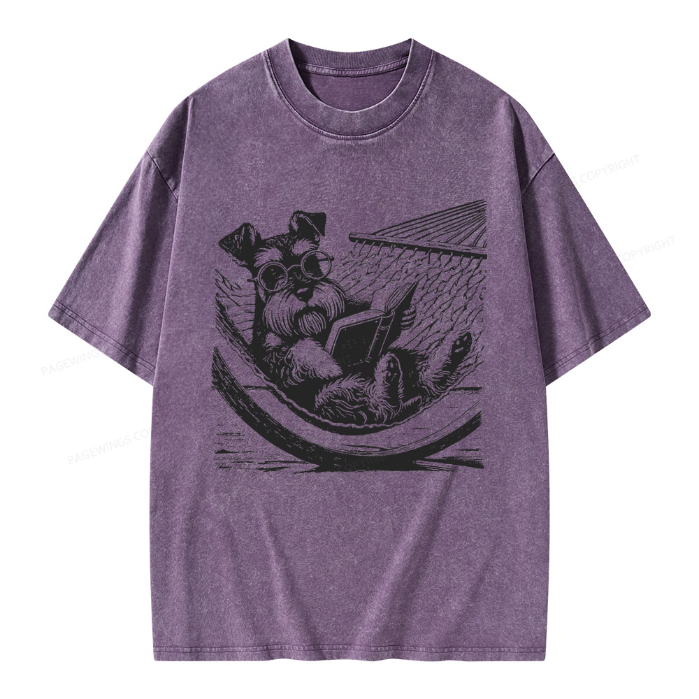 Pagewings Reading Dog Unisex Washed T-shirt
