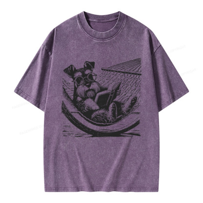 Pagewings Reading Dog Unisex Washed T-shirt