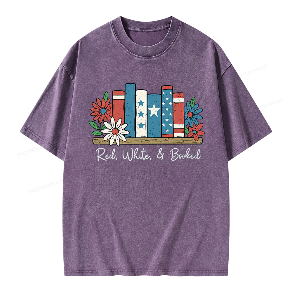 Pagewings Book Lover Independence Day Unisex Washed T-shirt