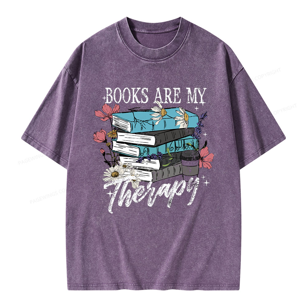 Pagewings Book Are My Therapy Unisex Washed T-shirt