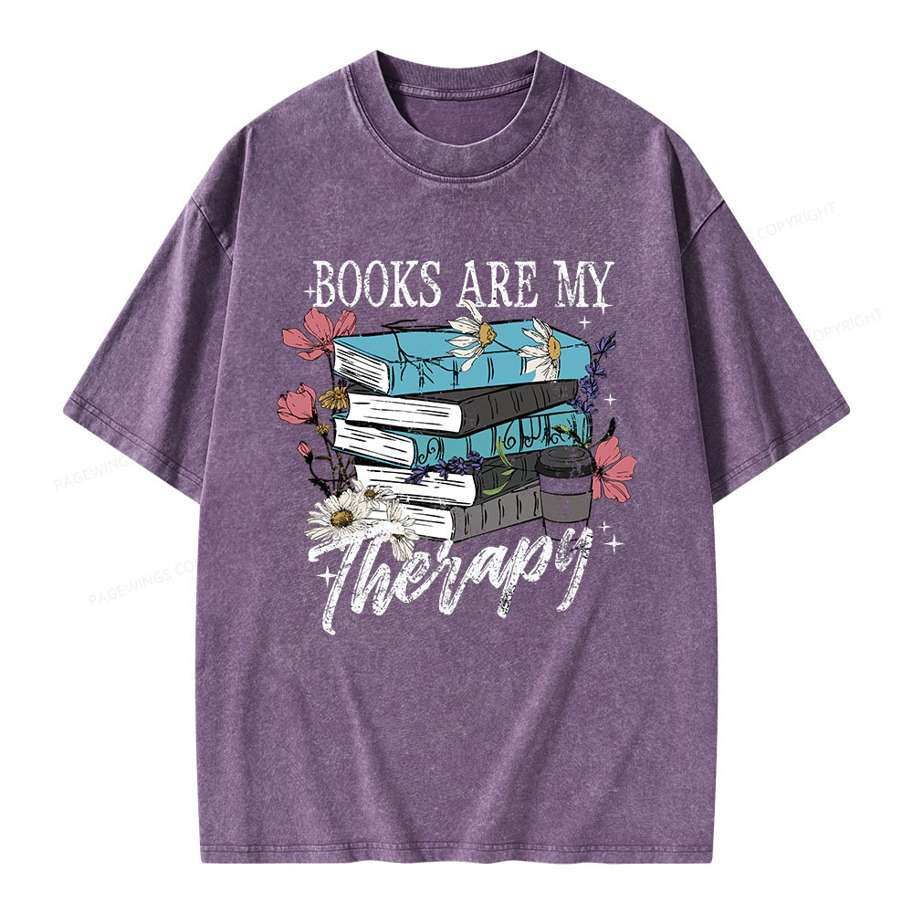 Pagewings Book Are My Therapy Unisex Washed T-shirt