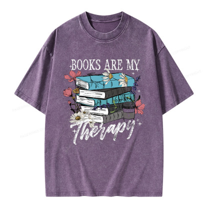 Pagewings Book Are My Therapy Unisex Washed T-shirt