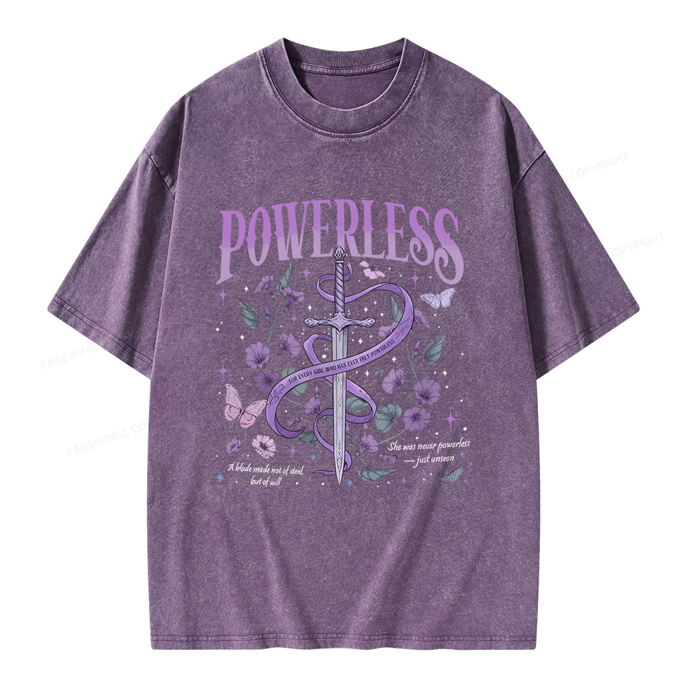 Pagewings Powerless Bookish Unisex Washed T-shirt