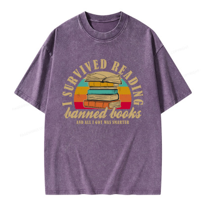 Pagewings I Survived Reading Banned Books Unisex Washed T-shirt