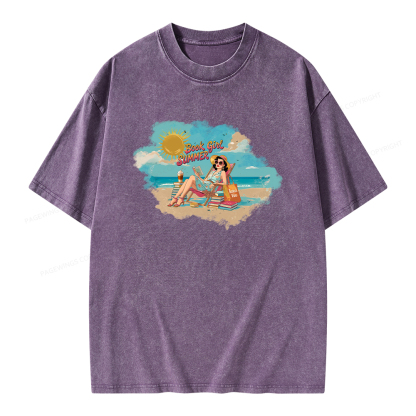 Pagewings Book Girl Summer Edition Essential Unisex Washed T-shirt