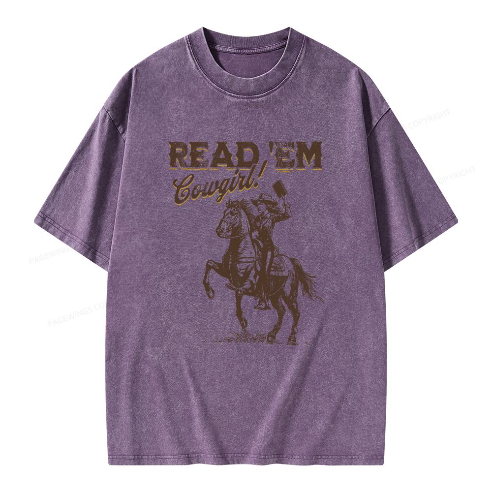 Pagewings Bookish Cowgirl Unisex Washed T-shirt