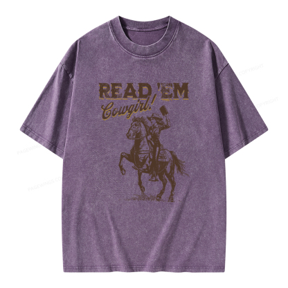 Pagewings Bookish Cowgirl Unisex Washed T-shirt