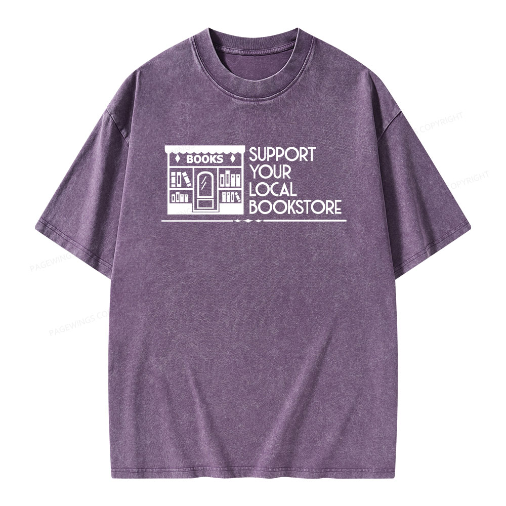 Pagewings Support Your Local Bookstore Unisex Washed T-shirt