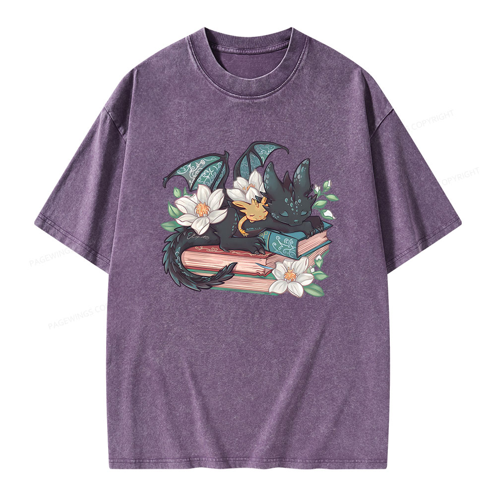 Pagewings Fantasy Book Dragon Unisex Washed T-shirt