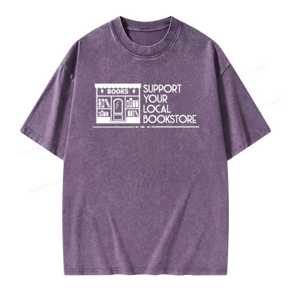 Pagewings Support Your Local Bookstore Unisex Washed T-shirt