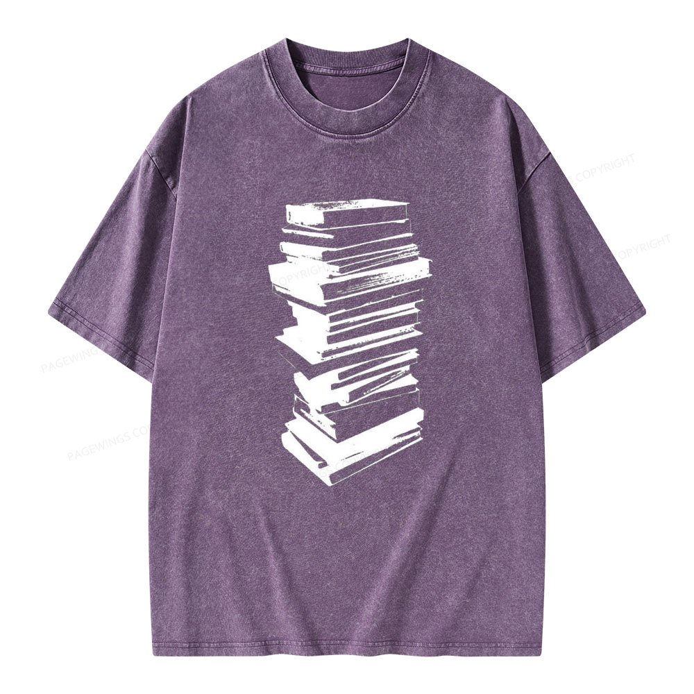 Pagewings Stack of Books Unisex Washed T-shirt