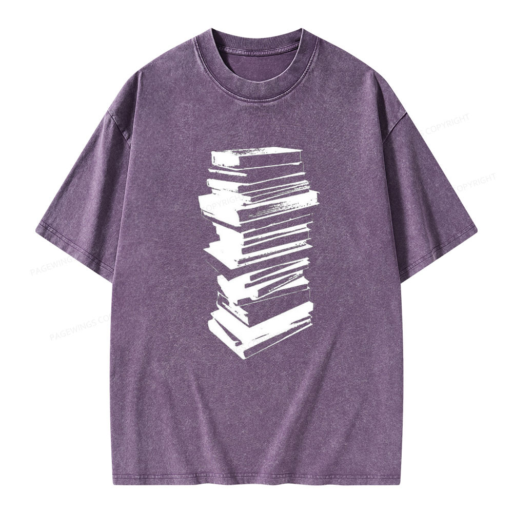Pagewings Stack of Books Unisex Washed T-shirt