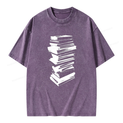 Pagewings Stack of Books Unisex Washed T-shirt