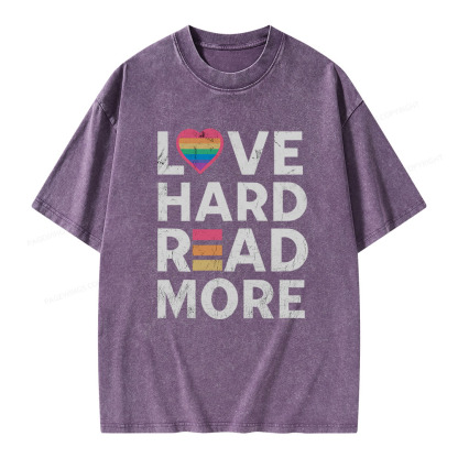 Pagewings Love Hard Read More Unisex Washed T-shirt