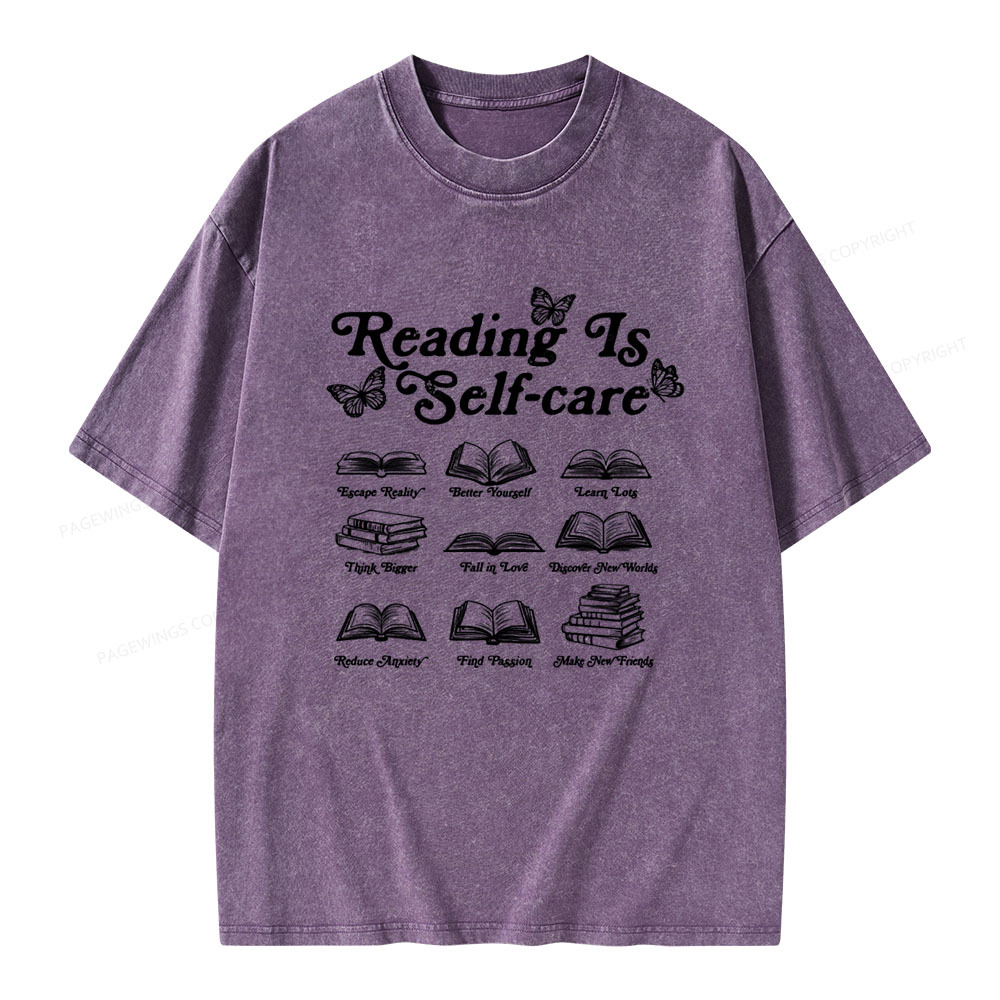 Pagewings Reading Is Self-care Unisex Washed T-shirt