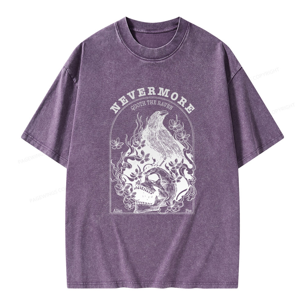 Pagewings Nevermore Quoth The Raven Unisex Washed T-shirt