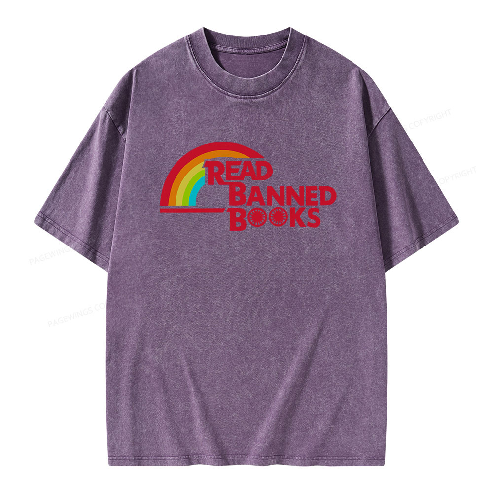 Pagewings Read Banned Books Unisex Washed T-shirt