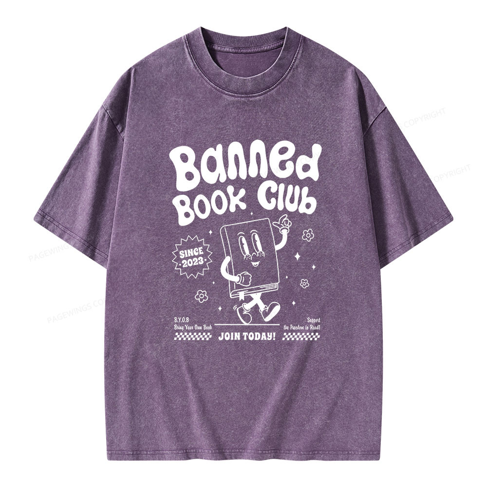 Pagewings Banned Book Club Unisex Washed T-shirt