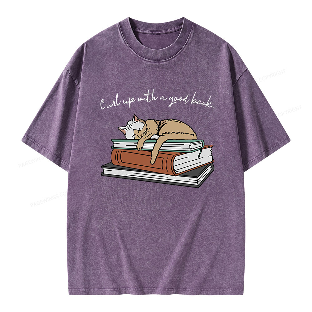 Pagewings Curl Up with a Good Book Unisex Washed T-shirt