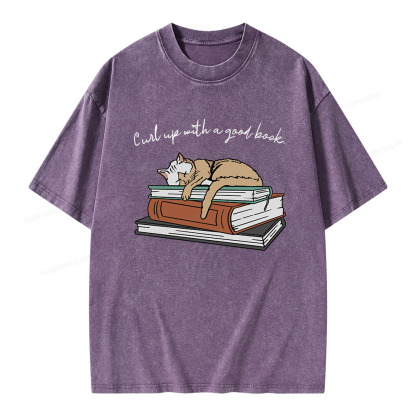 Pagewings Curl Up with a Good Book Unisex Washed T-shirt