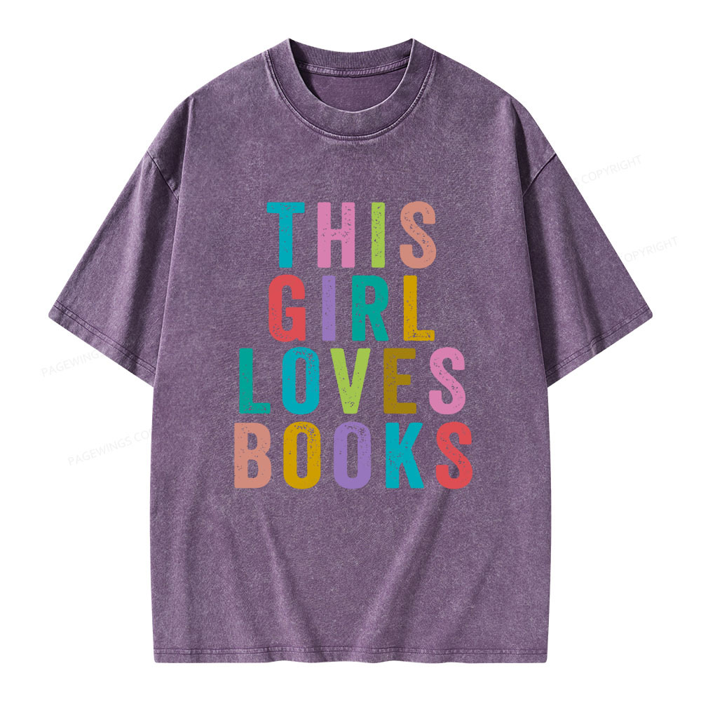 Pagewings This Girl Loves Books Unisex Washed T-shirt