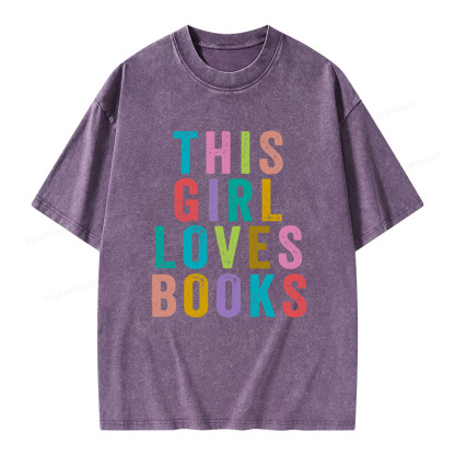 Pagewings This Girl Loves Books Unisex Washed T-shirt