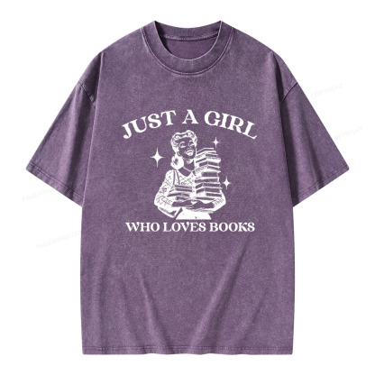 Pagewings Just A Girl Who Loves Books Unisex Washed T-shirt